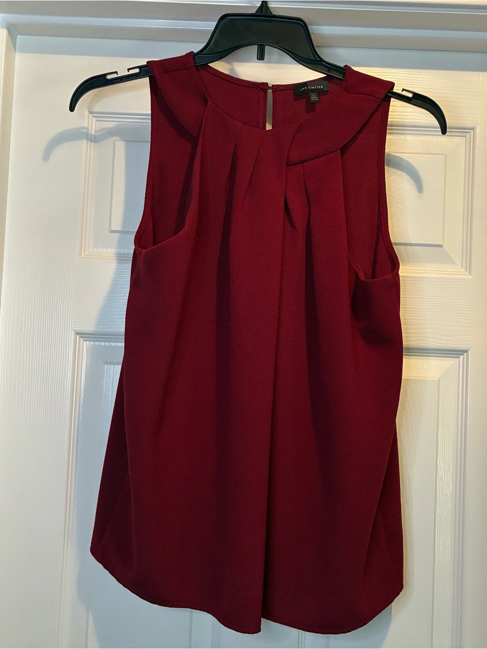 “The Limited”Sleeveless Pleated Shell Top - Wine